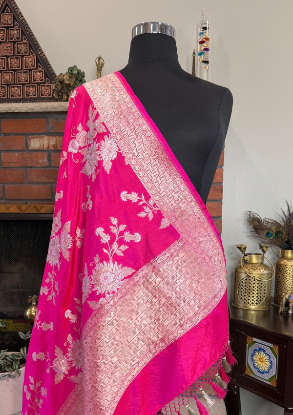 Pink Katan Banarasi Dupatta